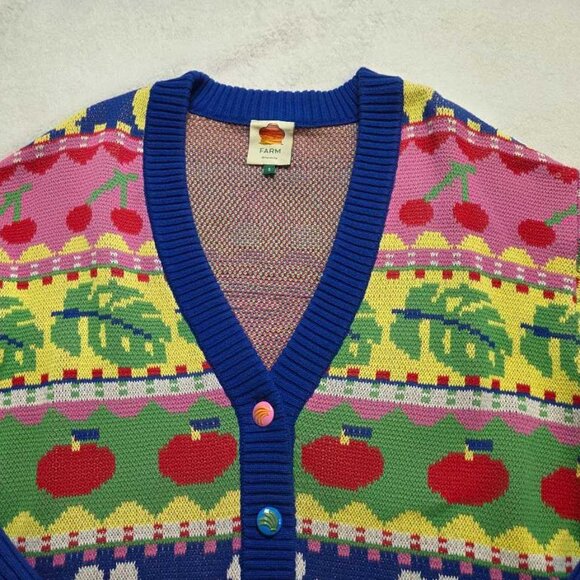 S Farm Rio x Anthropologie Sweet Orchard fruit knit cardigan oversized sweater - Picture 4 of 10